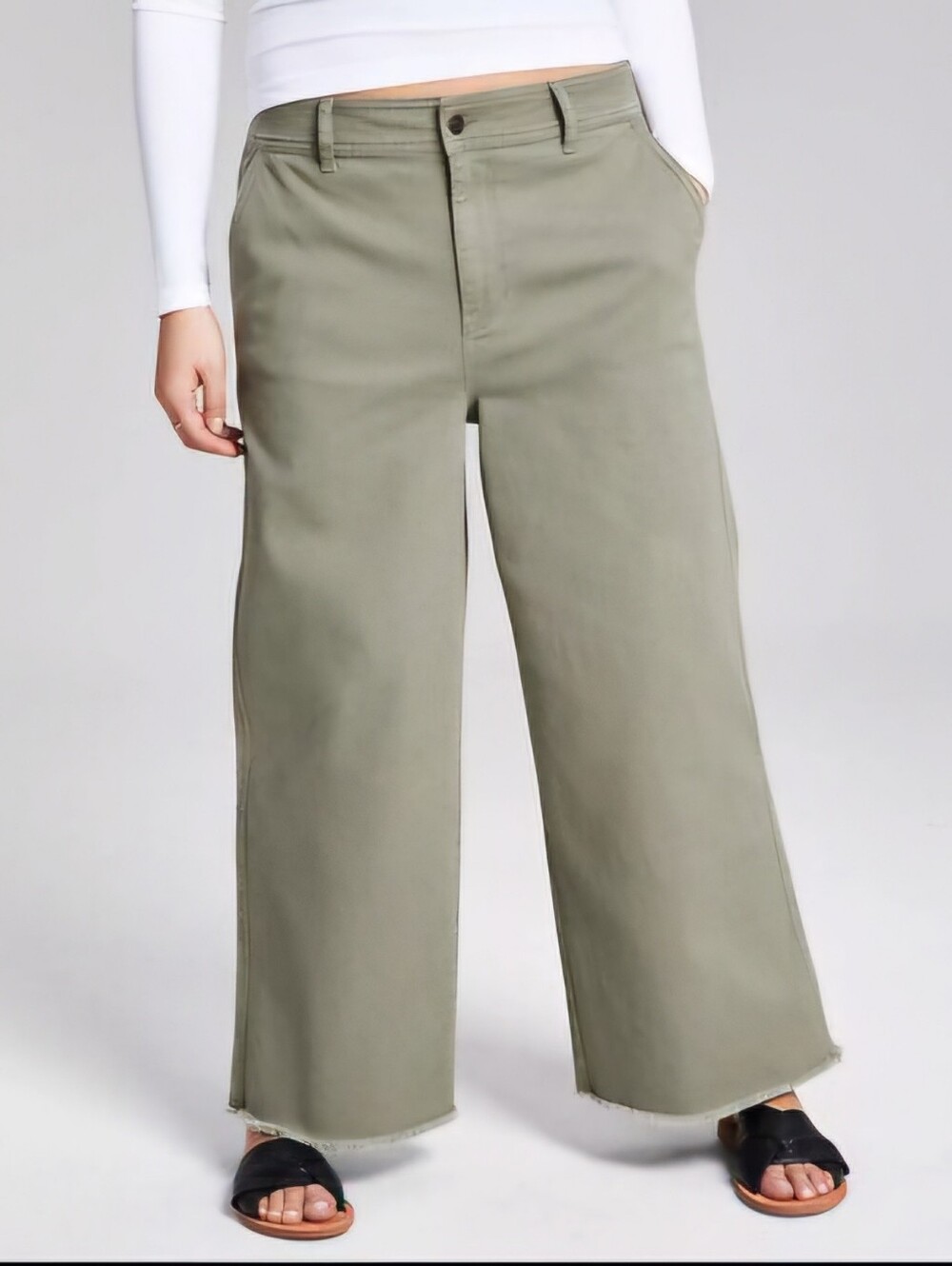 Macy's And Now This Mariner Cropped Fringe Trim Pants in Green Size 29